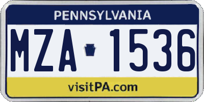 PA license plate MZA1536