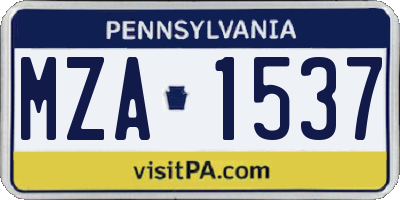 PA license plate MZA1537