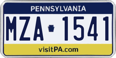 PA license plate MZA1541
