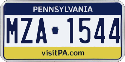 PA license plate MZA1544