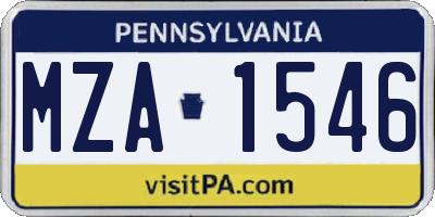 PA license plate MZA1546