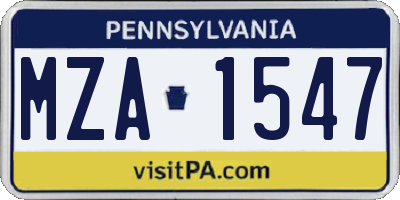 PA license plate MZA1547