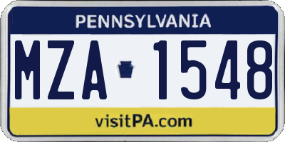 PA license plate MZA1548