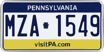 PA license plate MZA1549