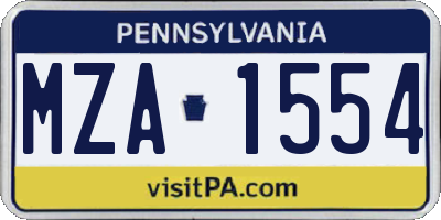 PA license plate MZA1554