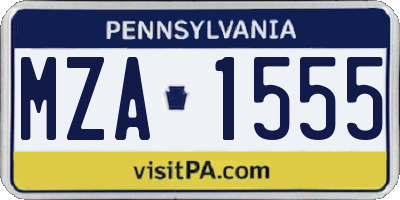 PA license plate MZA1555