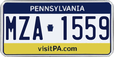 PA license plate MZA1559