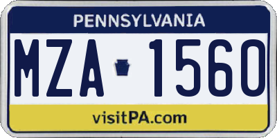 PA license plate MZA1560