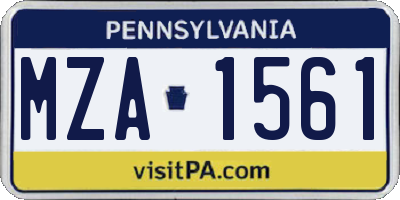 PA license plate MZA1561