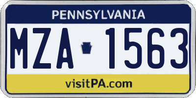 PA license plate MZA1563