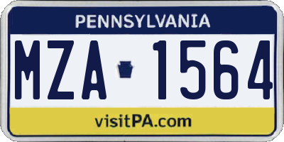 PA license plate MZA1564