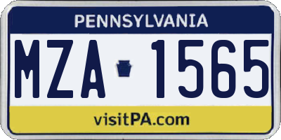 PA license plate MZA1565