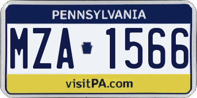PA license plate MZA1566
