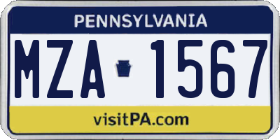 PA license plate MZA1567
