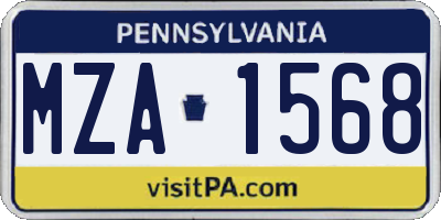 PA license plate MZA1568