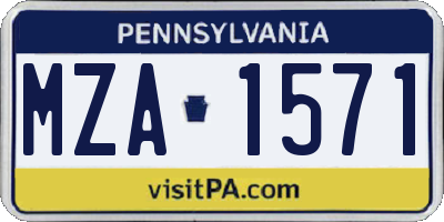 PA license plate MZA1571