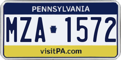 PA license plate MZA1572