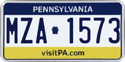 PA license plate MZA1573