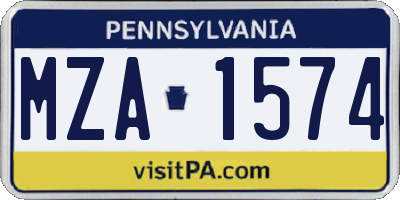 PA license plate MZA1574