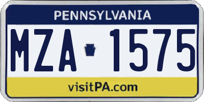 PA license plate MZA1575