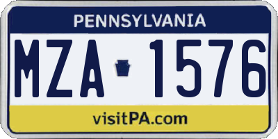 PA license plate MZA1576