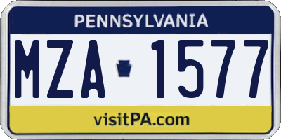 PA license plate MZA1577