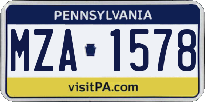 PA license plate MZA1578