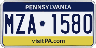 PA license plate MZA1580