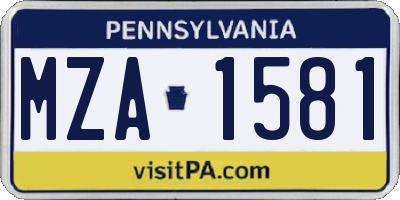 PA license plate MZA1581
