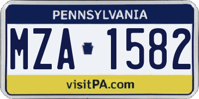 PA license plate MZA1582