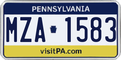 PA license plate MZA1583