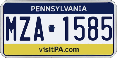 PA license plate MZA1585