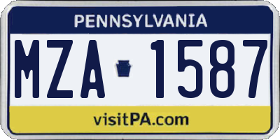 PA license plate MZA1587