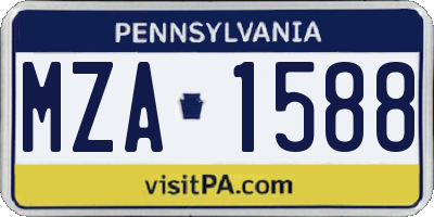 PA license plate MZA1588