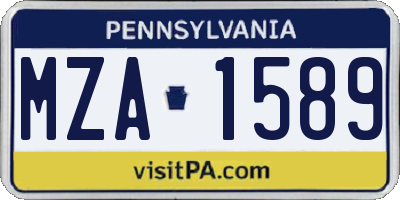 PA license plate MZA1589