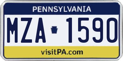 PA license plate MZA1590