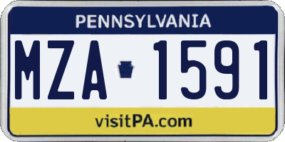 PA license plate MZA1591