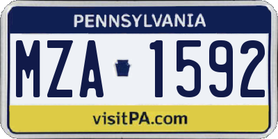 PA license plate MZA1592