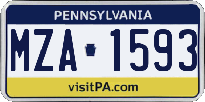 PA license plate MZA1593