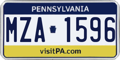 PA license plate MZA1596