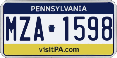 PA license plate MZA1598