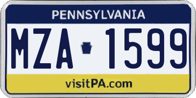 PA license plate MZA1599