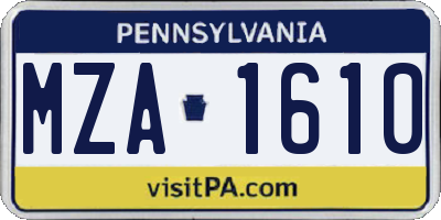 PA license plate MZA1610