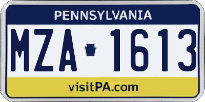 PA license plate MZA1613