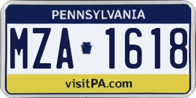 PA license plate MZA1618