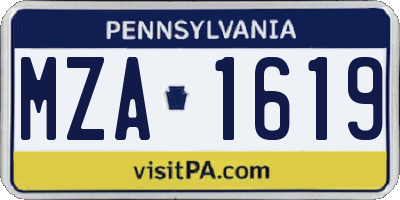PA license plate MZA1619