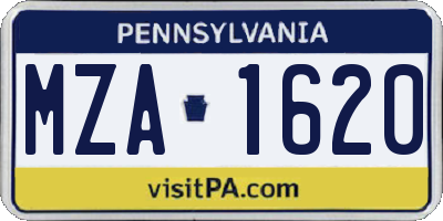 PA license plate MZA1620