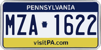 PA license plate MZA1622
