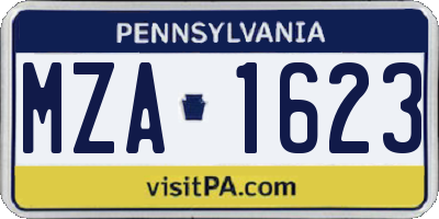 PA license plate MZA1623
