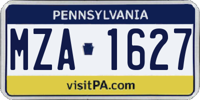 PA license plate MZA1627